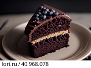 chocolate cake with fresh berries dessert . Generative AI. Стоковое AI-изображение, AI-художник Sergey Grishin / Фотобанк Лори