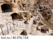 Cave city Vardzia, carved into the rock - famous attraction of Georgia. Стоковое фото, фотограф Яков Филимонов / Фотобанк Лори