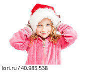 Girl in santa hat. Стоковое фото, фотограф Гладских Татьяна / Фотобанк Лори