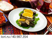 Turkish sarma from vine leaves filled with rice. Стоковое фото, фотограф Яков Филимонов / Фотобанк Лори