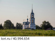 Переславль-Залесский, Ярославская область. Вид на храм Рождества Пресвятой Богородицы в селе Городище. Раннее летнее утро (2023 год). Стоковое фото, фотограф Наталья Николаева / Фотобанк Лори