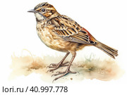 Lark on a white background, watercolor style, Generative AI. Стоковое AI-изображение, AI-художник Анна Кривицкая / Фотобанк Лори