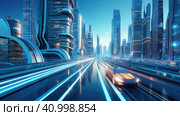 Abstract futuristic city. Стоковое AI-изображение, AI-художник Кирилл Черезов / Фотобанк Лори