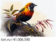 Orange jackdaw, watercolor, watercolor style, Generative AI. Стоковое AI-изображение, AI-художник Анна Кривицкая / Фотобанк Лори