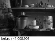 Кухня в садовом домике времен СССР. Стоковое фото, фотограф Евгений Будюкин / Фотобанк Лори