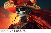 la catrina jovial skeleton death goddess dnd. Generative AI. Стоковое AI-изображение, AI-художник Ирина Ручушкина / Фотобанк Лори