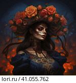 la catrina jovial skeleton death goddess dnd. Generative AI. Стоковое AI-изображение, AI-художник Ирина Ручушкина / Фотобанк Лори