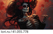 la catrina jovial skeleton death goddess dnd. Generative AI. Стоковое AI-изображение, AI-художник Ирина Ручушкина / Фотобанк Лори