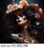 la catrina jovial skeleton death goddess dnd. Generative AI. Стоковое AI-изображение, AI-художник Ирина Ручушкина / Фотобанк Лори