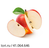 Jonathan red apple cut isolated on white. Стоковое фото, фотограф Катерина Ковалева / Фотобанк Лори