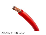 Audio power wire in red braid. Стоковое фото, фотограф Сергей Бочаров / Фотобанк Лори