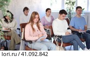 Teenager students listening in the classroom school. Стоковое видео, видеограф Яков Филимонов / Фотобанк Лори