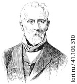 Portrait of Adolf Philipp Wilhelm Bastian - a German ethnographer, traveler and philosopher. Illustration of the 19th century. Germany. White background. Стоковая иллюстрация, иллюстратор Sergey Kohl / Фотобанк Лори