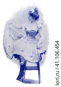 Portrait of the Parisian chansonette Elsa de Mendes. Image from the illustrated Franco-German theater magazine "Das Album", 1898. Стоковая иллюстрация, иллюстратор Sergey Kohl / Фотобанк Лори
