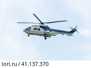 BERLIN, GERMANY - JUNE 02, 2016: Medium utility helicopter Eurocopter AS532U2 „Cougar“. German Air Force (Luftwaffe). Exhibition ILA Berlin Air Show 2016. Редакционное фото, фотограф Sergey Kohl / Фотобанк Лори