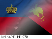 Liechtenstein and Papua New Guinea official flag international contract PNG LIE. Стоковая иллюстрация, иллюстратор Кабак Дмитрий / Фотобанк Лори