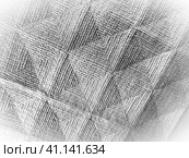 Geometric abstract background from triangles, squares and lines. Three-dimensional bulge. Volume and bend of the diagonally foam. Black and white monochrome photo with gradient and texture. Vignette. Стоковое фото, фотограф Юлия Петровская / Фотобанк Лори