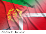 Eritrea and Denmark state flag international contract DNK ERI. Стоковая иллюстрация, иллюстратор Кабак Дмитрий / Фотобанк Лори