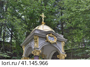 Фрагмент часовни иконы Божией Матери "Живоносный источник" на подворье мужского монастыря Вознесенской Давидовой пустыни в селе Талеже (городской округ Чехов) (2023 год). Стоковое фото, фотограф Владимир Литвинов / Фотобанк Лори
