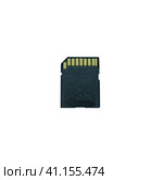 Black SD flash drive with contacts isolated on a white background. Стоковое фото, фотограф Воловодов Владимир / Фотобанк Лори