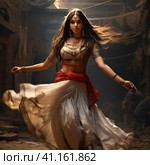 Indian girl dancing national dance. Стоковое AI-изображение, AI-художник Кирилл Черезов / Фотобанк Лори