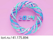 3D illustration inscription 2024 on a  pink   background. Changeability of years. Illustration of the symbol of the new year. Стоковое фото, фотограф Виталий Сова / Фотобанк Лори