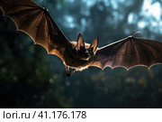 Bat with spread wings. Стоковое AI-изображение, AI-художник Поликарпов Владимир Владимирович / Фотобанк Лори