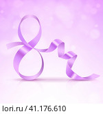 Symbol March 8 of Purple Satin Ribbon. Стоковая иллюстрация, иллюстратор Vicgmyr / Фотобанк Лори