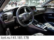 BERLIN - JUNE 18, 2022: Interior of mid-size car Citroen C5 X. Classic Days Berlin. Редакционное фото, фотограф Sergey Kohl / Фотобанк Лори