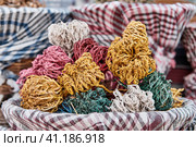 Dried, painted colorful plants of Jericho rose, heart of desert as souvenir for tourists in Egypt (2021 год). Стоковое фото, фотограф Ирина Кононова / Фотобанк Лори