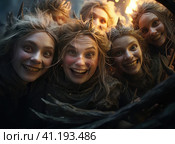 A group of witches. Стоковое AI-изображение, AI-художник Кирилл Черезов / Фотобанк Лори