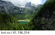 Aerial view of Dachstein mountain top and Hinterer Gosausee lake Upper Austria. Стоковое фото, фотограф Igor Tichonow / Фотобанк Лори