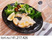 Tasty fish tintorera blue shark (Prionace glauca) with vegetables. Стоковое фото, фотограф Яков Филимонов / Фотобанк Лори