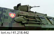 Belgrade, Serbia - November 9, 2019: Wheeled armored combat vehicles have several advantages compared to tracked vehicles. Редакционное фото, фотограф Юлия Петровская / Фотобанк Лори