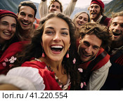 A group of Austrians in national dress. Стоковое AI-изображение, AI-художник Кирилл Черезов / Фотобанк Лори