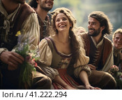 A group of Austrians in national dress. Стоковое AI-изображение, AI-художник Кирилл Черезов / Фотобанк Лори