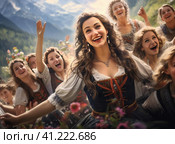 A group of Austrians in national dress. Стоковое AI-изображение, AI-художник Кирилл Черезов / Фотобанк Лори