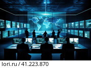 Group of People Working at Computers. Стоковое AI-изображение, AI-художник Поликарпов Владимир Владимирович / Фотобанк Лори