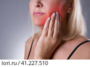 Aged woman with toothache, teeth pain closeup. Стоковое фото, фотограф Станислав Тарко / Фотобанк Лори