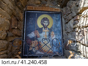 Икона в церкви Святого Феодора Стратилата в крепости Фуна (2020 год). Редакционное фото, фотограф Валерий Гаврилюк / Фотобанк Лори