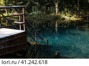 Beautiful natural background. Blue Lake in Kazan. Russia, Republic of Tatarstan, Kazan, September 2023. Стоковое фото, фотограф Photojuli / Фотобанк Лори