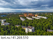 Новосибирский академгородок с высоты птичьего полёта. Новосибирская область, Западная Сибирь России (2021 год). Стоковое фото, фотограф Евгений Мухортов / Фотобанк Лори