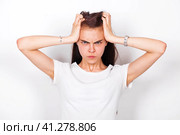 Sad brunette woman. Стоковое фото, фотограф Андрей Аркуша / Фотобанк Лори