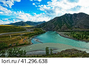 Место слияние рек Чуи и Катуни. Горный Алтай (2023 год). Редакционное фото, фотограф Макаров Алексей / Фотобанк Лори