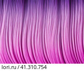Pink purple violet lilac colorful stripes, waves, lines, curls and bumps. Abstract beautiful background. Soft voluminous wavy lines. Ripple movement fluctuation. Generated AI. Curls and ringlets. Стоковое AI-изображение, AI-художник Юлия Петровская / Фотобанк Лори