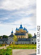 Kazan, Tatarstan, Russia. June 1, 2023 Cathedral in the name of the Nativity of the Blessed Virgin Mary Konevsky monastery on the island of Konevets on Lake Ladoga - Russia. Bell tower above the entrance to the territory of the monastery. Редакционное фото, фотограф Оксана Медведева / Фотобанк Лори