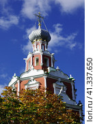 Церковь Смоленской иконы Божьей Матери в Софрино (Сафарино), Пушкинский район, Московская область Church Smolensk icon Mother of God in Sofrino (2023 год). Стоковое фото, фотограф Natalia Sidorova / Фотобанк Лори