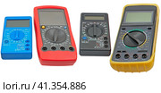Цифровые мультиметры разного типа на белом фоне. Digital  multimeters on a white. Стоковое фото, фотограф Татьяна Д / Фотобанк Лори