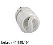 Энергосберегающая лампа E27 на белом фоне. Economy lamp isolated on white background. Стоковое фото, фотограф Татьяна Д / Фотобанк Лори