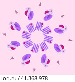 Abstract purple pattern. Colorful template for different design uses. Ornament beautiful card with mandala. Стоковая иллюстрация, иллюстратор Юлия Зебрева / Фотобанк Лори